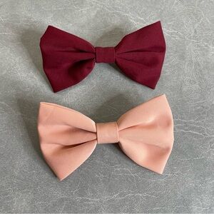 Elegant Burgundy and Peach Hair Bow Set